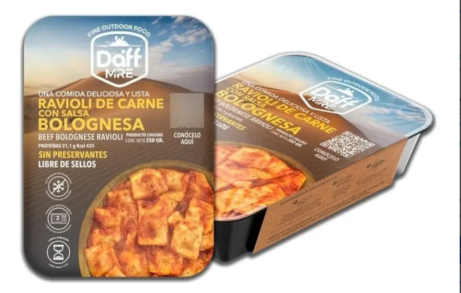 Comida Outdoor Daff Ravioli de Carne con Bolognesa