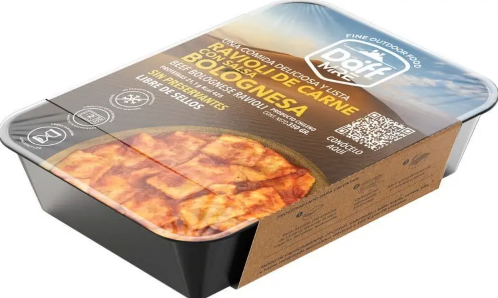 Comida Outdoor Daff Ravioli de Carne con Bolognesa