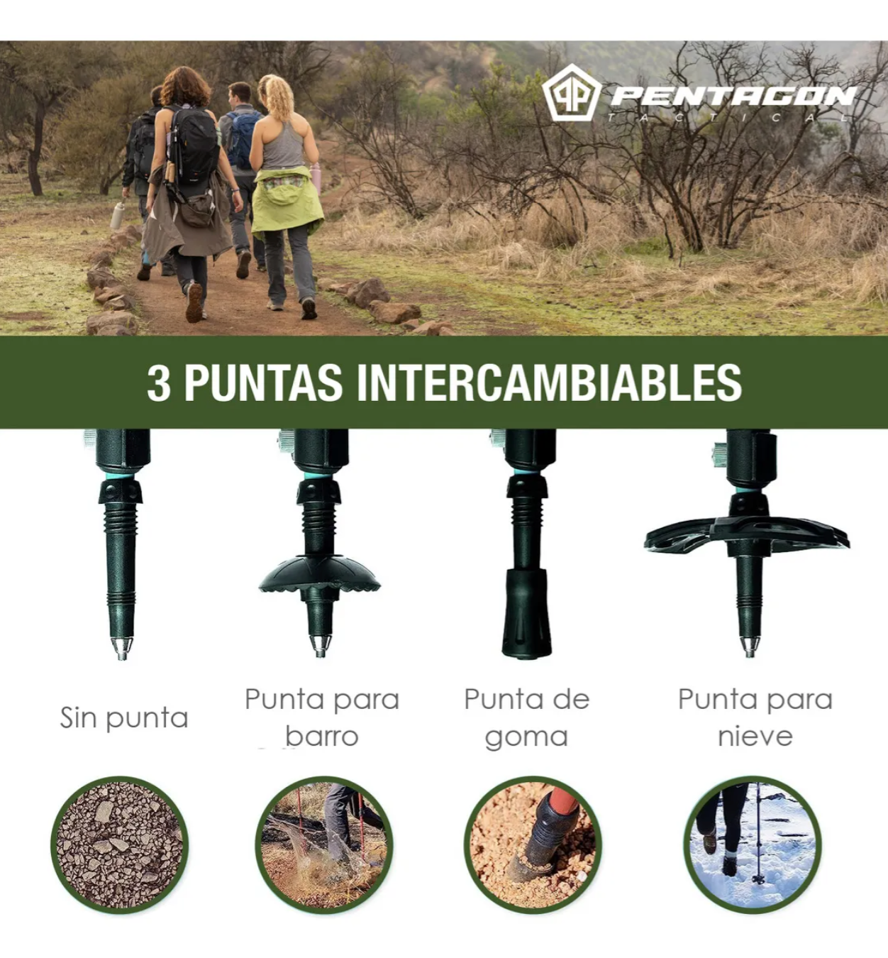 Bastones De Trekking Plegables Aluminio Pentagon